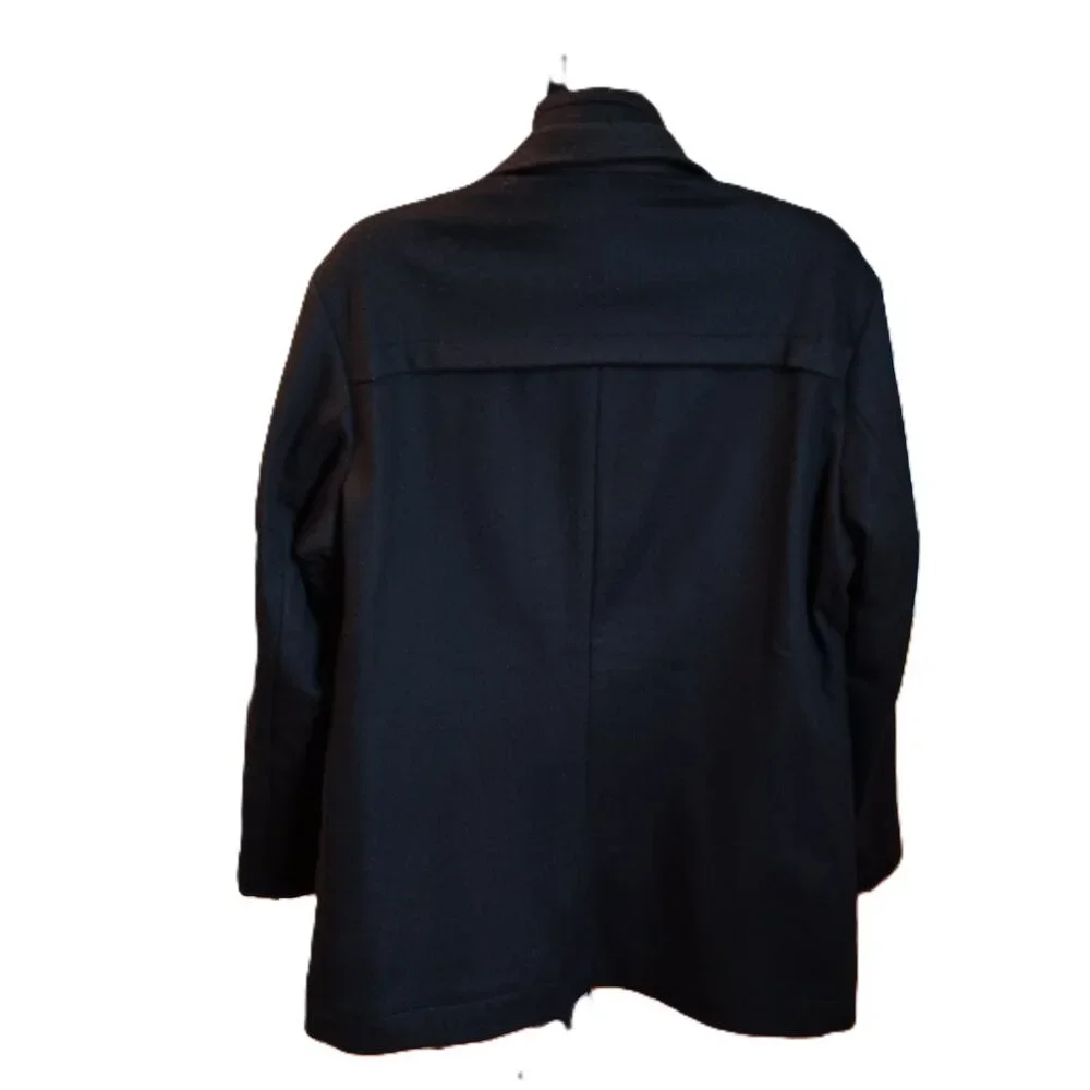 Hugo Boss Wool Cashmere Coat with Inner Bib & Ribbed Collar Size 40R EUC - Picture 3 of 16